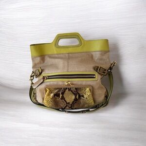 Rare Limited Edition Coach Bonnie Cashin Straw Crossbody With Python Leather